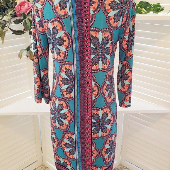 NICOLE BY NICOLE MILLER MOD TURQUOISE PURPLE DRESS - Picture 5 of 6